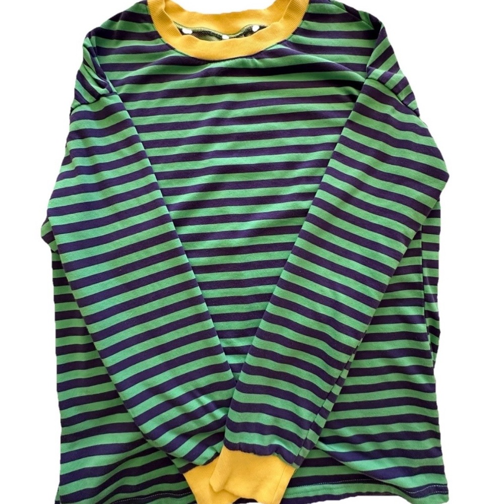 Count Of Three Long Sleeve Crew Neck Tee L Striped Knit Tops - Picture 4 of 5
